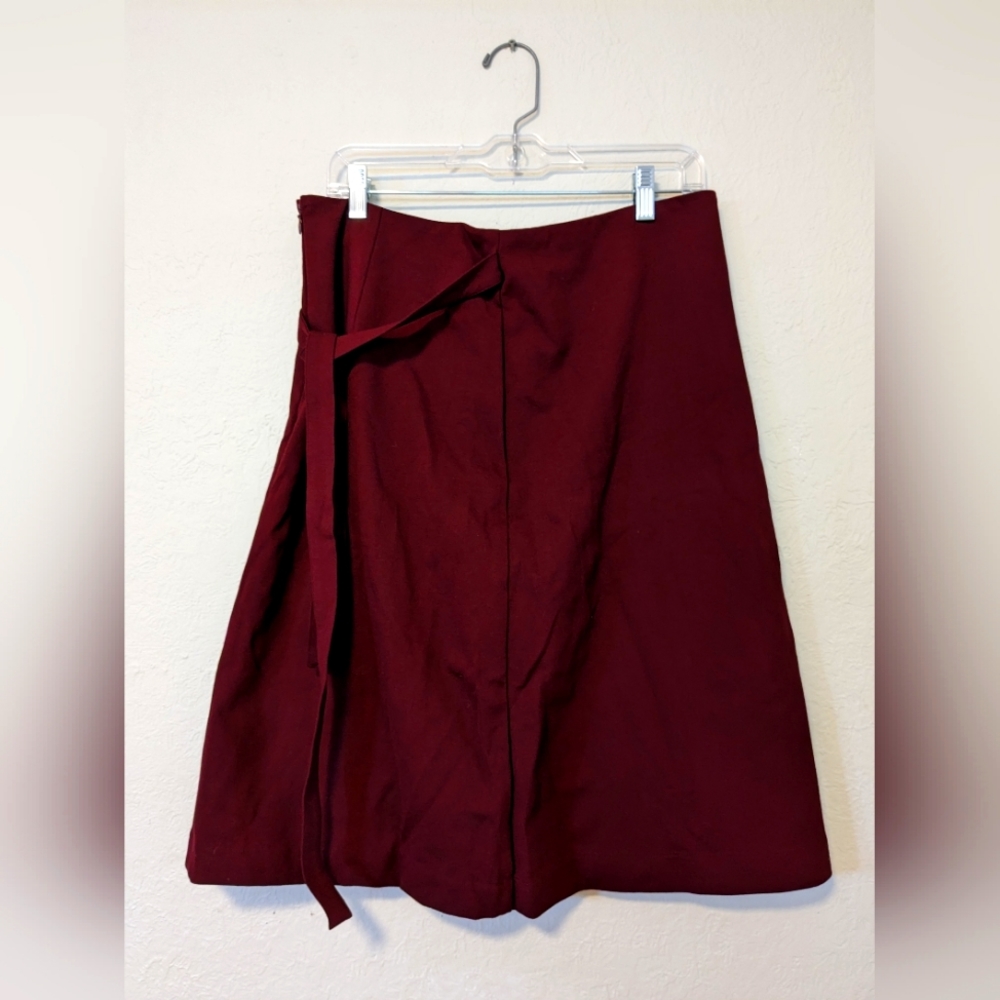 Liz Claiborne Career Skirt, burgundy faux wrap, size 10